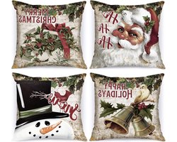 oCreon Kussenslopen Kerst 40x40 cm Retro Sneeuwpop Winter - Bank Decoratie