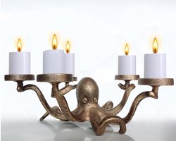 Octopus Kandelaar - Theelichthouder Kaarsenhouder - Sfeer Creëren - Stevig Gietijzer Ontwerp - 39 Inch Hoog - Brons