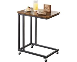 O'DADDY® Bijzettafel - bijzettafel op wieltjes - bijzettafel met wieltjes - Bijzettafel bank – Bijzettafels - Bijzettafeltje - Tafeltje - Banktafel - Laptoptafel - Koffietafel - Tafel - Bruin - Bijzet Tafel - Sidetable met Wielen - 50 x 35 x 55 cm
