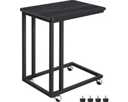 O'DADDY® Bijzettafel - bijzettafel op wieltjes - bijzettafel met wieltjes - Bijzettafel bank – Bijzettafels - Bijzettafeltje - Tafeltje - Banktafel - Laptoptafel - Koffietafel - Tafel - Zwart - Bijzet Tafel - Sidetable met Wielen - 50 x 35 x 55 cm