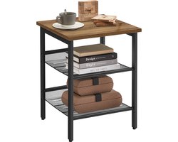 O'DADDY® Bijzettafel Vierkant - Bijzettafels - Nachtkastje - Bijzet tafel - Bijzettafeltje - Kleine Banktafel - Salontafels - Laptoptafel - Koffietafel Industrieel - Tafeltje - Verstelbare Roosterplanken - 40x40x55 cm - Vintage Bruin/Zwart