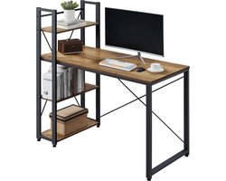 O'DADDY® Bureau met Verstelbare Voeten - Bureautafel - Computertafel - Game Bureau - Gaming Desk Klein - Bureaublad Meubel - 120 x 60 cm - Boekenrek - Computerbureau - Bruin