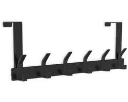 O’DADDY® Deurkapstok – 12 Haken – Één rij – Hangende Kapstok voor Over Deur – Geen boren of tape – Industrieel Design – Deurhaak – Zwart