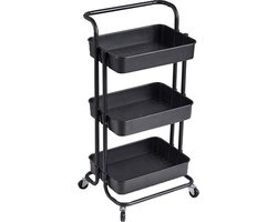 O'DADDY® Keukentrolley op Wieltjes - Serveerwagen - Keuken trollley - Keukentrolleys - Serveerwagen op wieltjes - Keukentrolley - Keuken trolley op wielen - Keukentrolly - Serveerwagen 3 plateaus - Serveerkar - Opbergkar - Roltafel - 3 manden