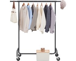 O'DADDY® Kledingrek - Kledingrek op Wieltjes - Kledingrek metaal - Kleding rek - Kledingrekken - Garderoberek - Kledingstang - Kledingrek Zwart - Uitschuifbare Kledingstang - Verstelbare Hangstang - Stabiel tot 130 kg - Zwart