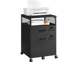 O'DADDY® Ladekast - Archiefkast - Compact en Veilig - Ladenkast - Nachtkast - 44x42x69 cm - Ladenkastje - Open Rek - Mobiel en Robuust - Ladekast Zwart - Ladekastje