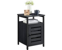 O'DADDY® Nachtkastje industrieel - bijzettafel - nachtkastje met deur en planken - 40 x 40 x 60 cm - zwart / donkergrijs