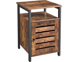 O'DADDY® Nachtkastjes industrieel - Bijzettafel - Nachtkastje met deur en planken - 40 x 40 x 60 cm - Kast Modern bruin