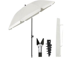 O’DADDY® Parasol Set – Kantelbaar & Verstelbaar – Waterdicht – UV-Bestendig – Met Grondboor & Draagtas – Strand, Tuin & Balkon – 180 cm – Beige