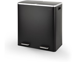 O'DADDY® Prullenbak – Afvalbak - Prullenbak 60 liter - Pedaalemmer – Vuilnisbak - Prullenbak 2 vakken - Prullenbak afvalscheiding – Afvalbak afvalscheiding - 2 Binnen emmers - Soft-Close - Inclusief 15 Afvalzakken - Zwart