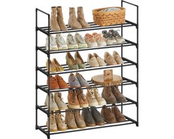 O'DADDY® Schoenenrek 6 Lagen - Schoenen opbergsysteem - Schoenen kast - Schoenenrekje - Schoenkast - Schoenenkast - Opbergrek voor 20 tot 24 Paar Schoenen - Zwart Metaal