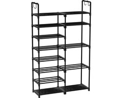 O'DADDY® Schoenenrek 8 Laags Dubbel - Schoenenkast - Schoenen Opbergsysteem - Opbergrek - Schoenkast - Schoenrek - 26 tot 30 Paar Schoenen - Zwart metaal