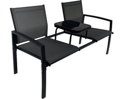 O'DADDY® Tuinbank - Tuinbankjes Weerbestendig - Tuinbanken - Tuin Bank - Tuinbank met Tafel - Buitenbank - Voor 2 Personen - 142 x 57 x 82 cm - Metaal - Zwart