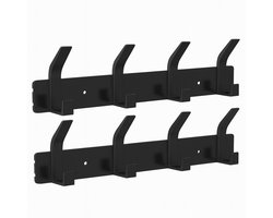 O'DADDY® Wandkapstok 16 Haken - Kapstok Hangend - Handdoekrek - Kapstok Muur - 2 rijen van 8 Haken - Inclusief Plakstrip - Industrieel Design - Zwart