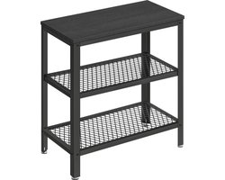 O'DADDY® Wandtafel - Sidetable Industrieel - Met 2 Gaasplanken - Bijzettafel 60x30x60 cm - Haltafel - Dressoir - Salontafel - Consoletafel - kleur zwart / donkergrijs