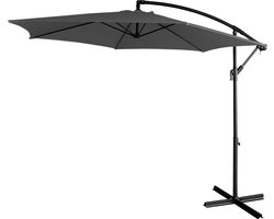 O'DADDY® Zweefparasol - Tuinparasol met kruisvoet - Parasol - Ø300 - Verstelbaar Mechanisme - UV20 Bescherming - Metaal & Polyester - Donkergrijs