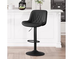 oderne barkruk, afzonderlijk, in hoogte verstelbaar en draaibaar, barkruk, met rugleuning voor thuis, keuken, eiland, luxe gevoerde kunstleer, barstoelen,zwart