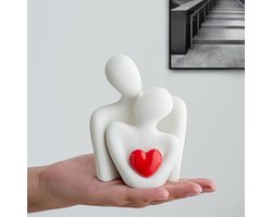 ODMYZG Omhelzend beeld van een koppel, mini-koppelbeeld, abstracte figuren, decoratieve items voor tv-meubels, woonkamers en slaapkamers. Romantische cadeaus voor Valentijnsdag, een jubileum en een verjaardag. (Rood, M)