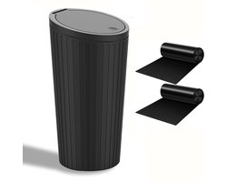 Odour-proof Mini Car Interior Trash Bin met Pop Up Lid - Praktische Pull-Out Zwart Autoafvalbak met 2 Vuilniszakken