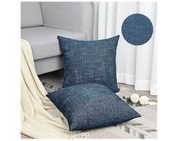 OEM - Sierkussenhoezen - 40x40cm - Imitatie Linnen - Blauw - 2 Stuks