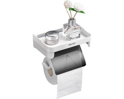 Oenon - Toiletrolhouder - Toiletpapierhouder - Wc Rolhouder - Badkamer Accessoires - Toilet - Wc Papier - zonder boren - Wit - Zwart