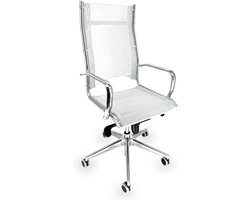 OFF LINE model BLICK - Witte Mesh Executive Bureaustoel met Verchroomd Stalen Armleggers en Rubberen Wielen, 70 x 55 x 125 cm
