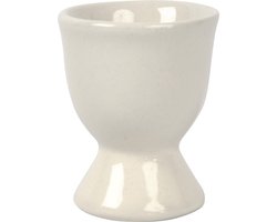 Off-white Eierdoppen - Porseleinen Eierdopjes - DIY Tafel Decoratie - Eierdoppen op Voet - Witte Eierdoppen Set - Hoogte 6,5 cm - 12 Stuks