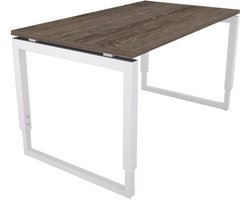 Offeco Bureau Harlow - Bureau - Bureautafel - Vergadertafel - Gaming bureau - Game bureau - Computertafel - Desk - Bureau Wit - Verstelbaar bureau - Gaming Desk - Bureau tafel - Bureau verstelbaar -  Bruin Eiken - 140x80cm-- blad-  onderstel- x80