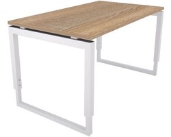 Offeco Bureau Harlow - Bureau - Bureautafel - Vergadertafel - Gaming bureau - Game bureau - Computertafel - Desk - Bureau Wit - Verstelbaar bureau - Gaming Desk - Bureau tafel - Bureau verstelbaar -  Midden eiken  - 140x80cm-- blad-  onderstel- x80