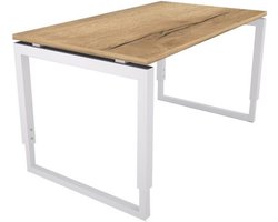 Offeco Bureau Harlow - Bureau - Bureautafel - Vergadertafel - Gaming bureau - Game bureau - Computertafel - Desk - Bureau Wit - Verstelbaar bureau - Gaming Desk - Bureau tafel - Bureau verstelbaar -  Natuur eiken  - 140x80cm-- blad-  onderstel- x80