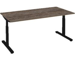 Offeco  Bureau Lobo  - Verstelbaar - Bureaus - Bureau - Kantoormeubels - Game bureau - height adjustable desk - Gaming desk - computertafel - Thuiswerken - 200x80cm - Zwart - Bruin eiken-- blad-  onderstel- x80