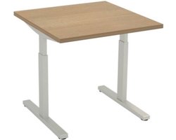 Offeco bureau Oxford - Bureau - Bureautafel - Gaming bureau - Game bureau - Computertafel - Desk - Bureau Aluminium - Verstelbaar bureau - Gaming Desk - Bureau tafel - Bureau verstelbaar  Midden eiken  80x80cm-- blad-  onderstel- x80