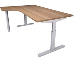Offeco Bureau Oxford Hoek - Bureau - Bureautafel - Gaming bureau - Game bureau - Computertafel - Desk - Bureau Wit - Verstelbaar bureau - Gaming Desk - Bureau tafel - Bureau verstelbaar  Havana  180x120cm-- blad-  onderstel- x120