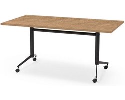 Offeco Klaptafel - Inklapbare eettafel - tafel - Bureau - Gaming Bureau -Computertafel - Game bureau - Thuiswerken - Bureau flexibel - 160x80cm - Midden eiken - blad