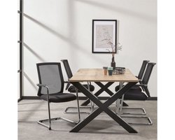 Offeco Vergadertafel Model 1  Kantoortafel  X poot  Eettafel  Kantoortafel  Vergadertafel  Bureautafel  Bureau  Hout bladen  Wit frame  Wild Peren  200x100cm-- blad-  onderstel- x100
