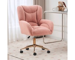 office chair，Roze Ergonomische bureaustoel, draaibare bureaustoel voor binnen, in hoogte verstelbaar, Bureaustoel voor volwassenen