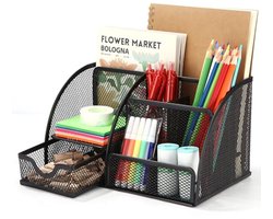 Office Desk Organizer - Metalen MESH Bureau Accessoires voor Pennen, Nietmachine, Penhouder, Mapclips, Plaknotities en Schrijfmaterialen