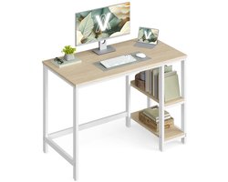 Office Desk - Worktabel - Studiebalie - Duurzame spaanplaat en staal - 100 cm x 50 cm x 76 cm - Bruinwit