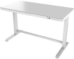 Office Hero® Regal Zit Sta Bureau Elektrische Hoogteverstelling - 120x60cm - 2 USB-Poorten - Wit Frame en Kunststof Glas