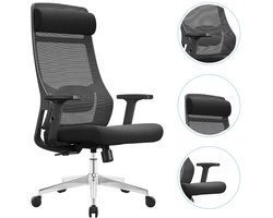 OfficeSense OS110 Bureaustoel – Ergonomische Bureaustoel – 3D Armleuningen – Verstelbare Hoofdsteun – Bureaustoelen voor Volwassenen