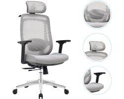 OfficeSense OS120 Ergonomische Bureaustoel – Mesh Kantoorstoel – NEN1335 – Kantelbaar – Lendensteun – Volwassenen – Grijs – Comfort Design