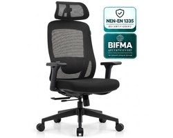 OfficeSense OS250 Ergonomische Bureaustoel - 3D Armleuningen - 2D Hoofdsteun - Schuifzitting - 125° Kantelbaar - Rubberen Wielen - 150 kg - Zwart