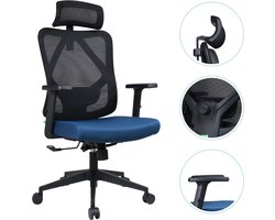 OfficeSense OS40 Ergonomische Bureaustoel - 2D Hoofdsteun - Bureaustoelen voor Volwassenen – Blauw