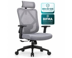 OfficeSense OS40 Ergonomische Bureaustoel - 2D Hoofdsteun - Bureaustoelen voor Volwassenen – Grijs