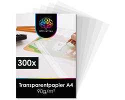 OfficeTree 300 vellen transparant papier A4, bedrukbaar – perkamentpapier om te bedrukken, ook te gebruiken als overtrekpapier, architectenpapier, knutselpapier of als sjabloon voor lantaarns