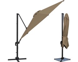 Offset parasol MOLOKAI rechthoekig 3x4m taupe + hoes