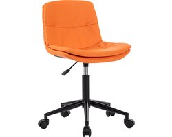 OFMOTRA bureaustoel - Ergonomisch, Verrijdbaar & In Hoogte Verstelbaar - Draaibaar - Zonder armleuning - voor thuis, slaapkamer - Oranje