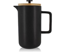 OGO Living KEYGO - Koffiezet apparaat - Cafetiere - French press 1,3L - mat zwart - porselein - strak Noors Design