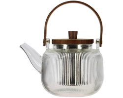 Ogo Living - Mugi - glazen theepot - handvat hout - 900 ml