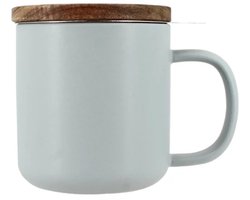 OGO Living - Theemok met filter en houten dekseltje - Juliet - 300 ml - grijs